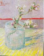 Vincent Van Gogh Flowering almond tree branch in a glass oil painting reproduction